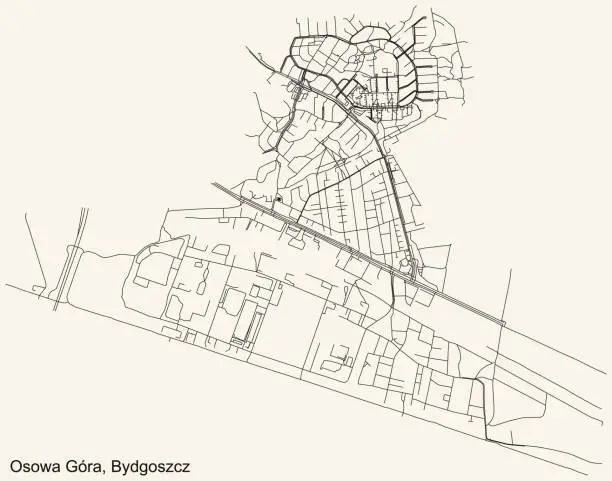 Vector illustration of Street roads map of the Osowa Góra district of Bydgoszcz, Poland