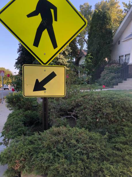 istock Crosswalk sign around bushes 1343607919