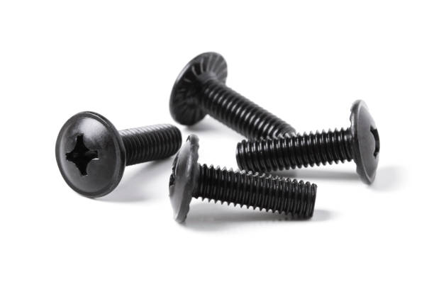 istock Black steel screws 1343612500
