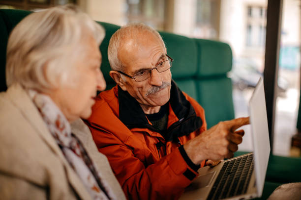 istock Old couple in restaurant 1343618803