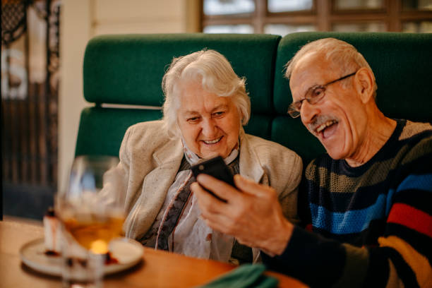 istock Old couple in restaurant 1343618892