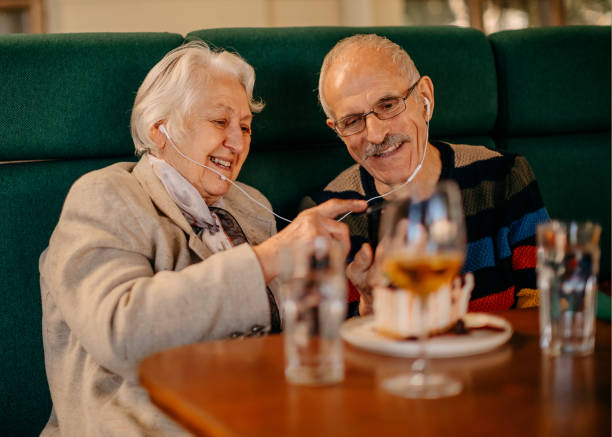 istock Old couple in restaurant 1343618945