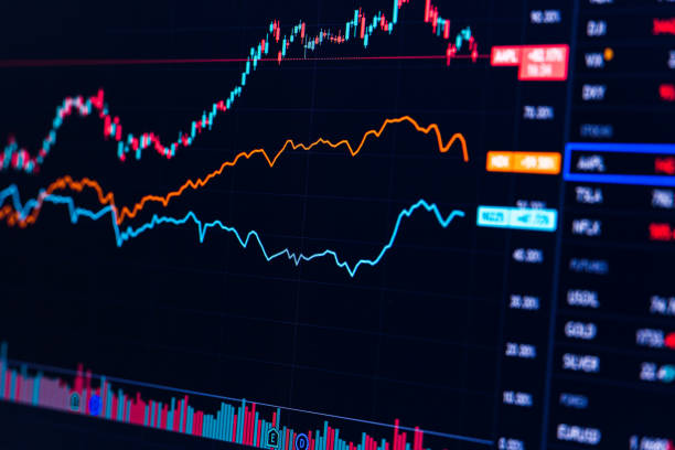 istock Financial stock market graph. Selective focus 1343621415