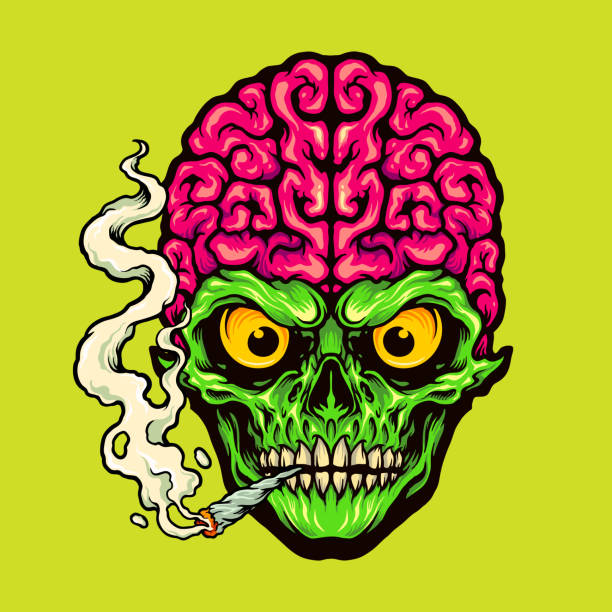 Smoking Skull Weed Cigarette Vector illustrations Smoking Skull Weed Cigarette Vector illustrations for your work Logo, mascot merchandise t-shirt, stickers and Label designs, poster, greeting cards advertising business company or brands. marijuana tattoo stock illustrations