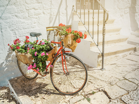 beautiful decoration with a bicycle and flowers