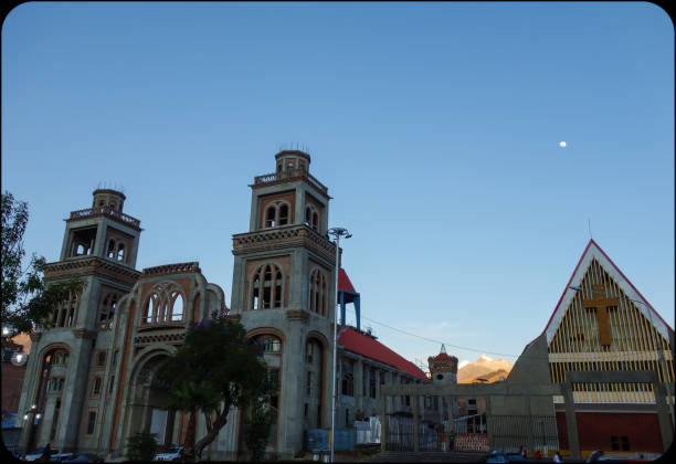Huaraz, Peru: catholic church at the main plaza. cityscape. High quality photo