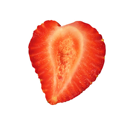 Strawberry. Sliced half strawberry (Clipping Path) on the white background