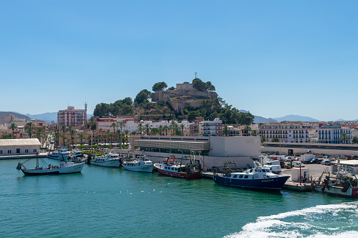 boats in the Port of Denia. Alicante. Valencian Community. Spain. Europe. July 1, 2021
