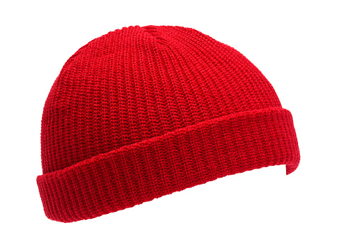 Red Wool Stocking Hat Cut Out on White.