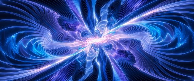 Colorful glowing high energy multidimensional object in space, computer generated abstract background, 3D rendering
