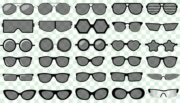 zestaw okularów przeciwsłonecznych, letnie okulary przeciwsłoneczne okulary przeciwsłoneczne. wektor - human eye glass eyesight sunglasses stock illustrations