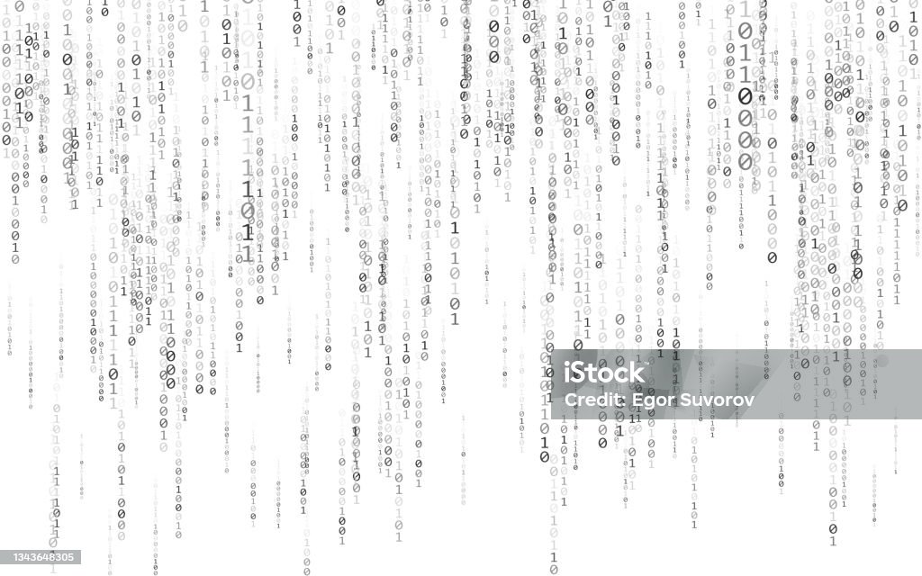 Binary Code On White Background Matrix Texture With Falling Numbers ...