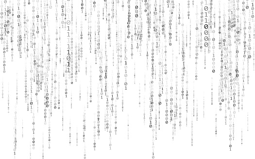 Binary Code On White Background Matrix Texture With Falling Numbers ...