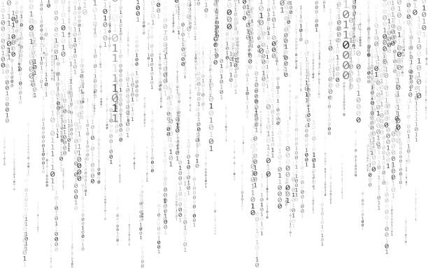 Binary code on white background. Matrix texture with falling numbers. Abstract data stream. Random falling digits on light backdrop. Vector illustration Binary code on white background. Matrix texture with falling numbers. Abstract data stream. Random falling digits on light backdrop. Vector illustration. zero errors stock illustrations