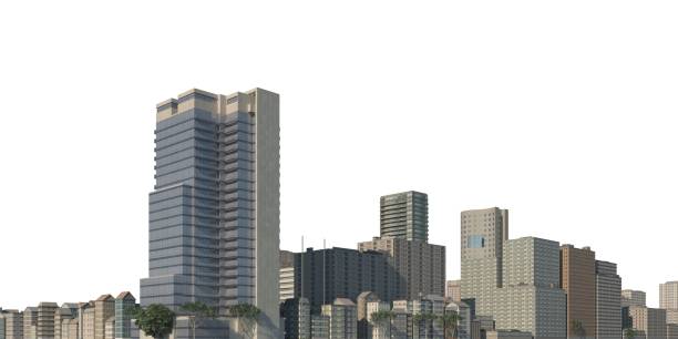 istock Cityscape 3d illustration isolated on white background 1343649132