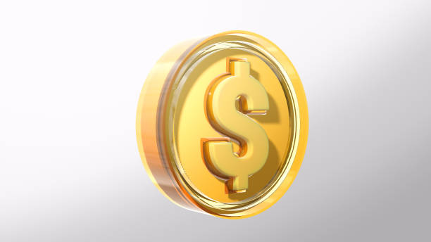 istock Gold coins with dollar sign isolated on a white background. 3d rendering. 1343658756