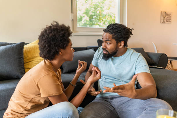 istock African American couple arguing at home. 1343659696