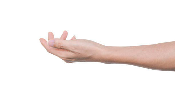 istock Man hand isolated on white background with clipping path. 1343665499