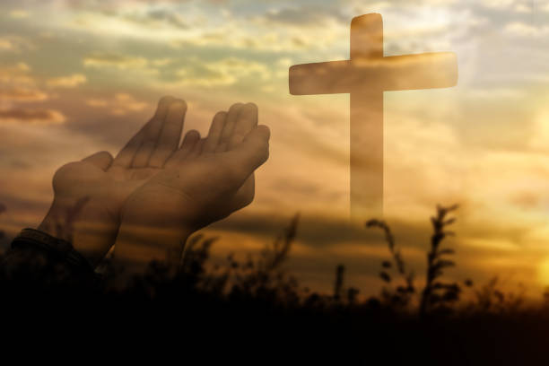 istock Hands open palm up worship and praise from God. Belief Religion concept. 1343665555