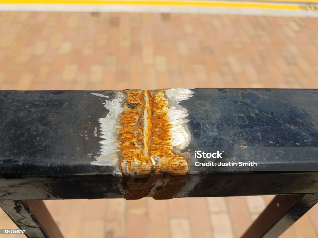 Factory Railing Bdamage Broken Black Metal Railing With Rust And Welding Stock Photo - Download ...