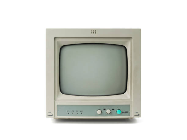 istock A small retro gray monitor isolated on a white background. 1343667308
