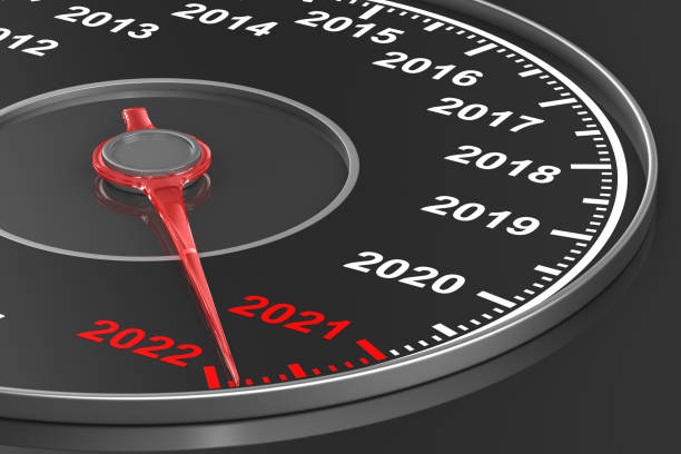 istock Calendar from speedometer on black background. 3D illustration 1343669273