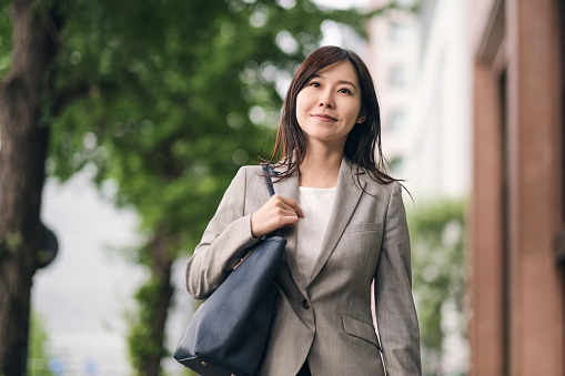 Portrait of Asian mid-adult businesswoman in Marunouchi business district