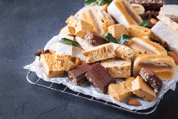 istock Typical Spanish Christmas sweets, nougat or turron 1343671843
