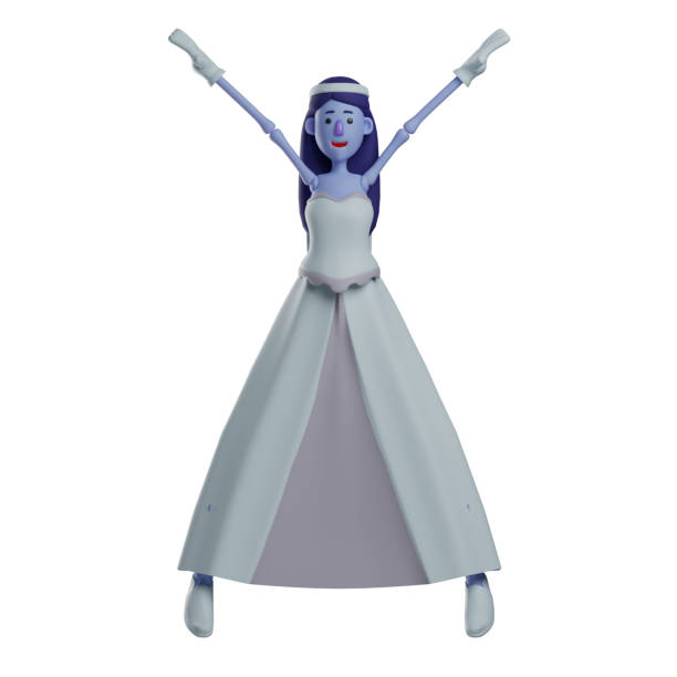istock 3D Skull Princess Cartoon Illustration showing free gesture 1343675708