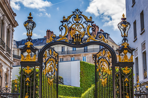 Ornate Golden Black Gate Champs Elysee Paris France.