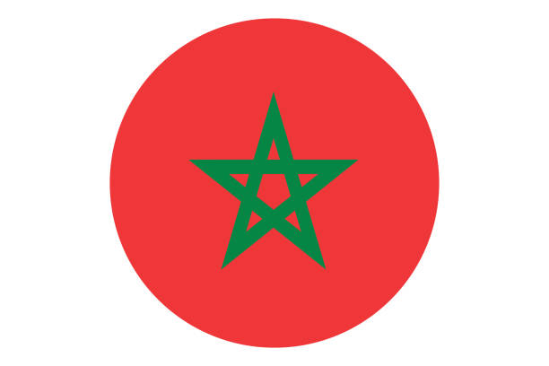 illustrazioni stock, clip art, cartoni animati e icone di tendenza di cerchio bandiera vettoriale del marocco su sfondo bianco. - moroccan flags