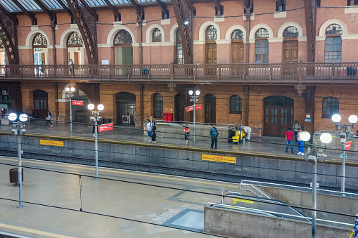 boarding platform of the Luz Station in Sao Paulo city. High quality photo