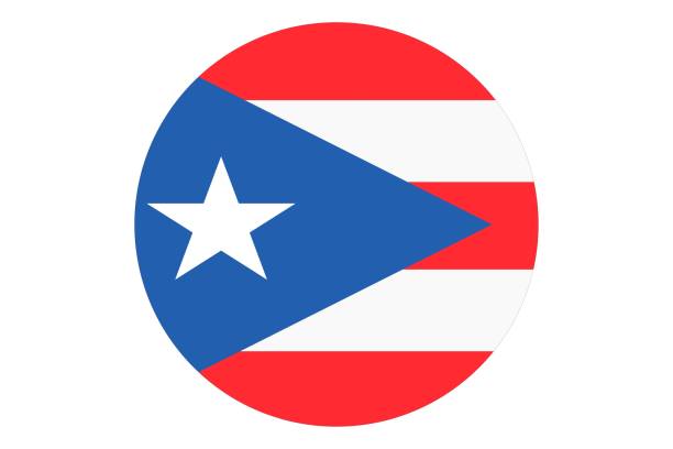 ilustraciones, imágenes clip art, dibujos animados e iconos de stock de círculo del vector bandera de puerto rico sobre fondo blanco. - puerto rico