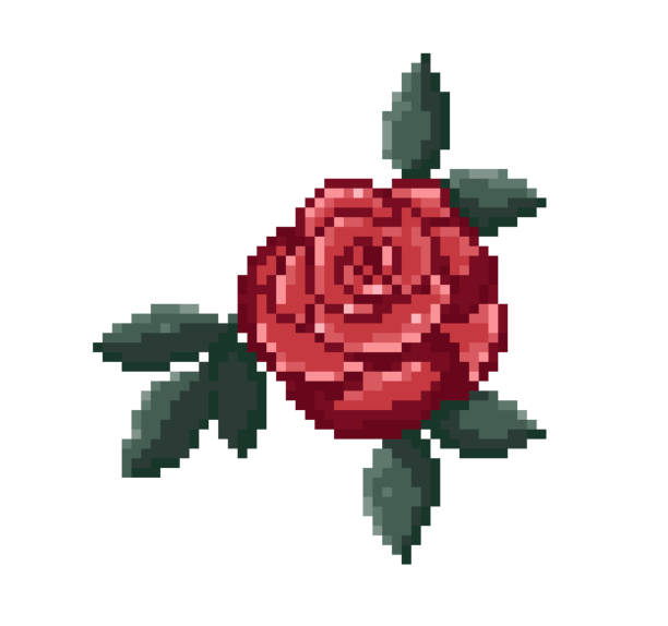 pixel art vintage róża. - cross stitch stock illustrations