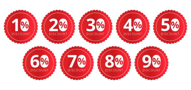 istock Set of stickers for discounts. Red round badges on a white background. 1343686363