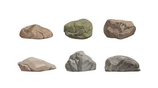 Set of different big cartoon stones. Set of different big cartoon stones. Vector illustration boulder rock stock illustrations
