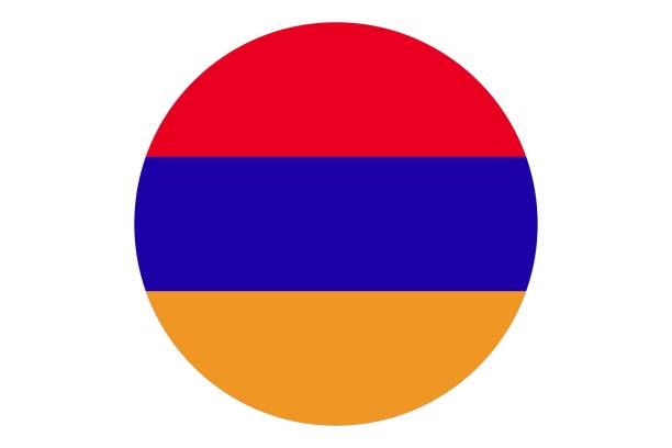 illustrations, cliparts, dessins animés et icônes de vecteur de drapeau circulaire de l’arménie sur fond blanc. - armenian flag