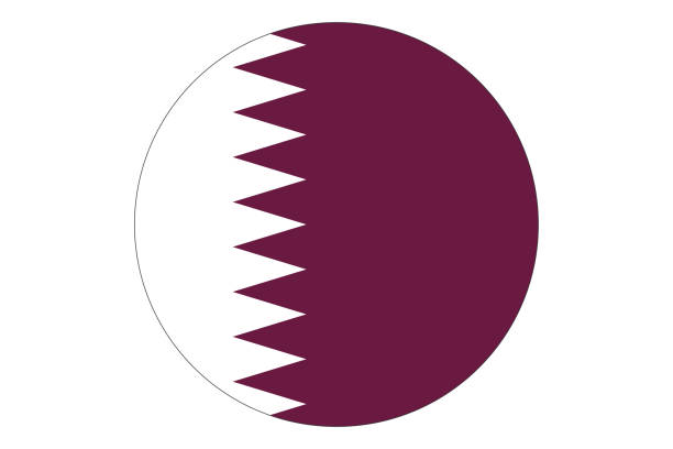 круговой вектор флага катара на белом фоне. - qatari flag stock illustrations