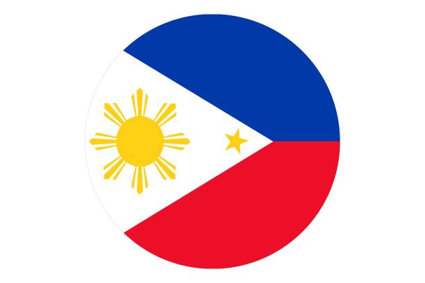 ilustraciones, imágenes clip art, dibujos animados e iconos de stock de vector de bandera circular de filipinas sobre fondo blanco. - philippines