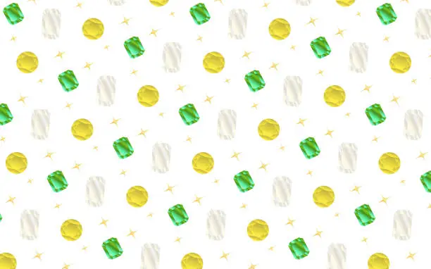 Vector illustration of Citron and Emerald Gem Cut Gorgeous Glitter Pattern Background