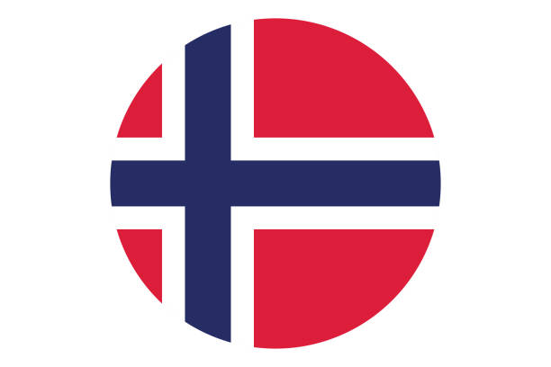 illustrazioni stock, clip art, cartoni animati e icone di tendenza di vettore della bandiera circolare della norvegia su sfondo bianco. - norwegian culture