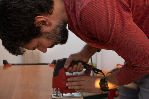 Man Using Hawk Tool Man Using Power Tools Stock Photo - Download Image Now - 35-39 Years ...