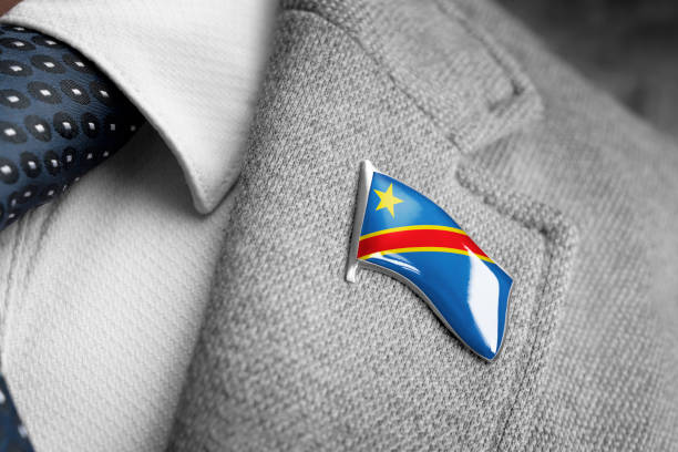 metal badge with the flag of democratic republic of the congo on a suit lapel - lapel brooch badge suit imagens e fotografias de stock