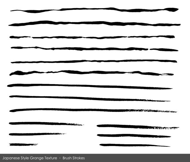 istock Japanese style line of brush with Grange texture set 1343712959