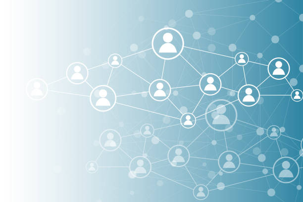 latar belakang biru konsep koneksi jaringan sosial - human resources ilustrasi stok