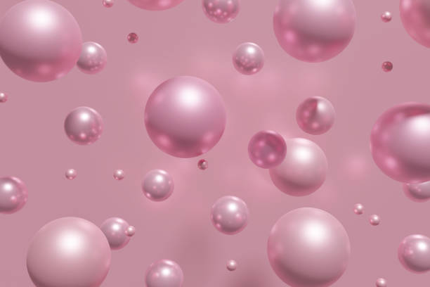 istock 3d render of flying pink christmas spheres on a pink background 1343717794