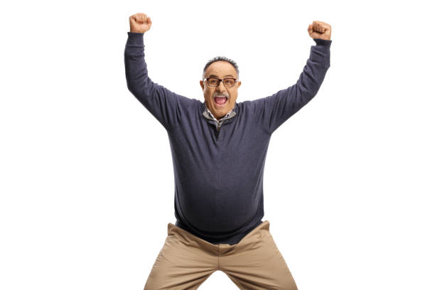 istock Excited mature man gesturing happiness 1343747666