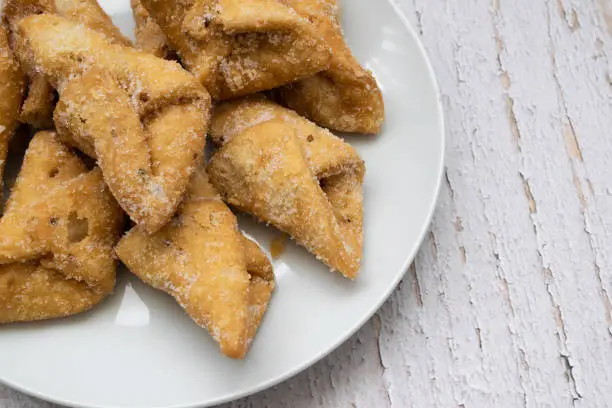 Photo of Close-up of pestiños. Christmas or Easter sweet, typical of Andalusia and other areas of Spain