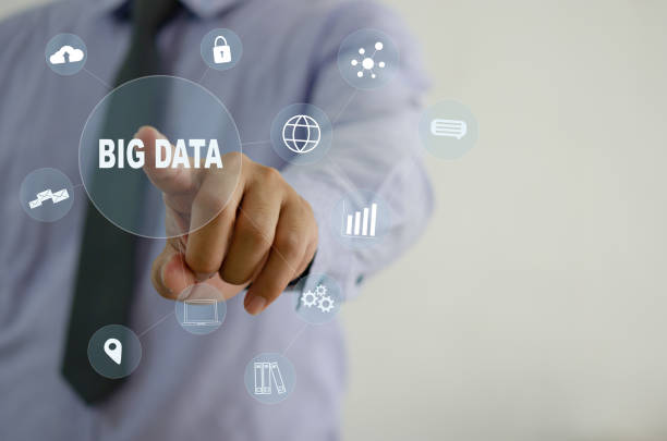 istock businessman touching icon big data virtual screen. Business technology concept, Business Marketing, Investment and Data Analytics. Copy space 1343761750