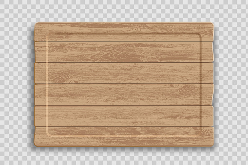 Wooden signboard template. Mockup isolated on transparent background.